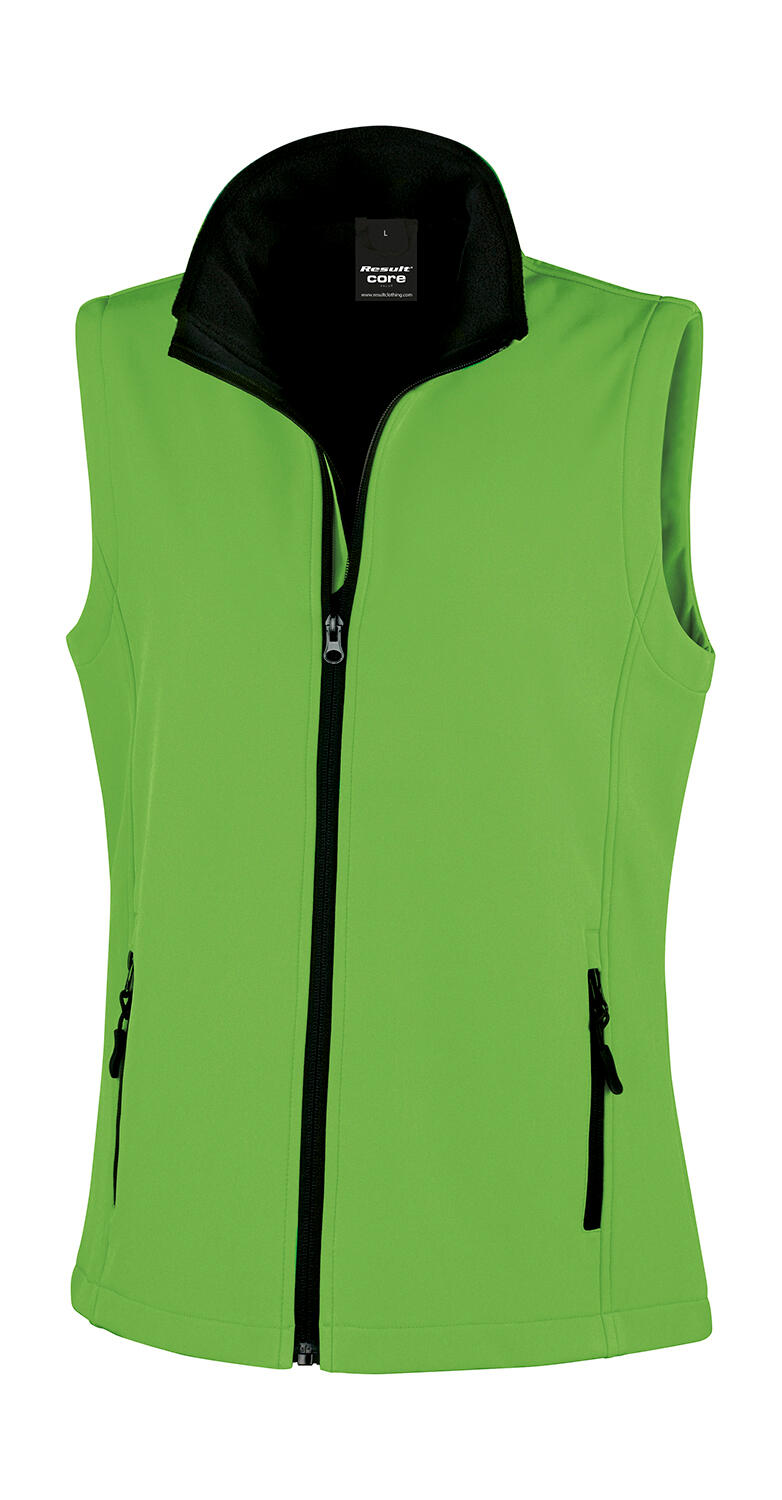 Gilet sans manches softshell imprimable pour femme - Vert vif/Noir