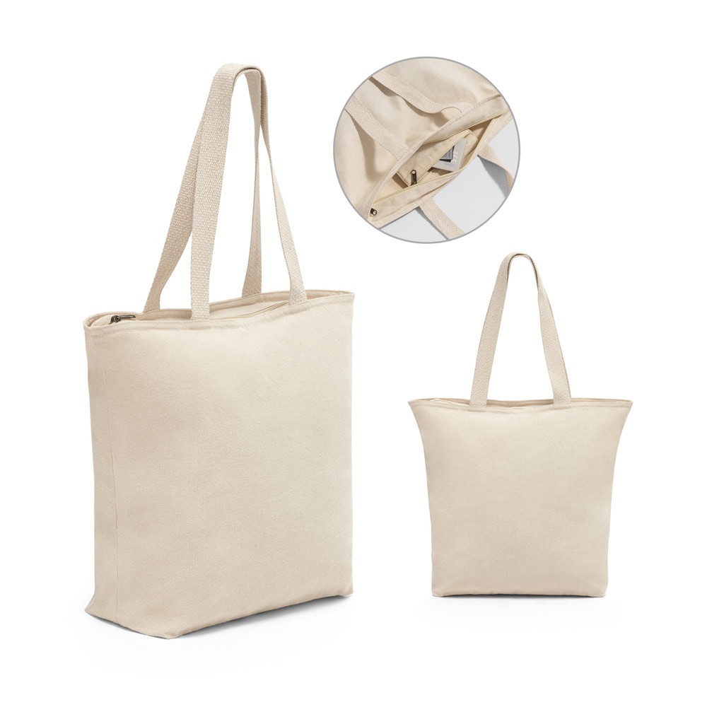 HACKNEY. Sac cabas 100 % coton avec fermeture éclair (280 g/m²)
