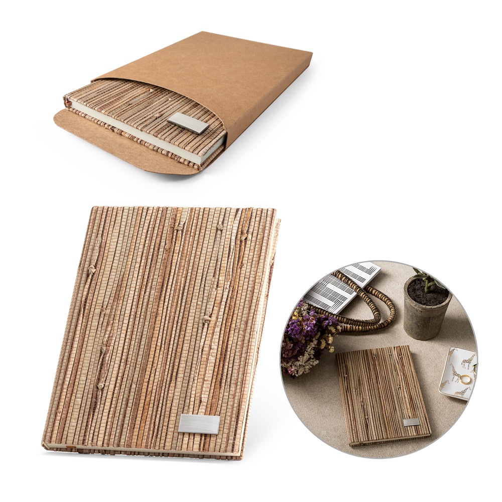 NERUDA. Carnet A5 à couverture rigide en fibre de paille naturelle.