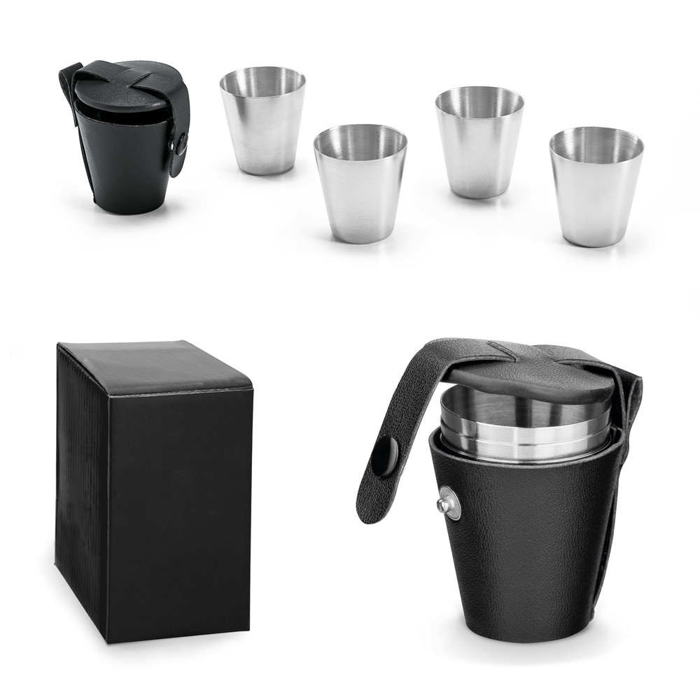HIMALAYAS. Ensemble de 4 verres en acier inoxydable, 25 ml.