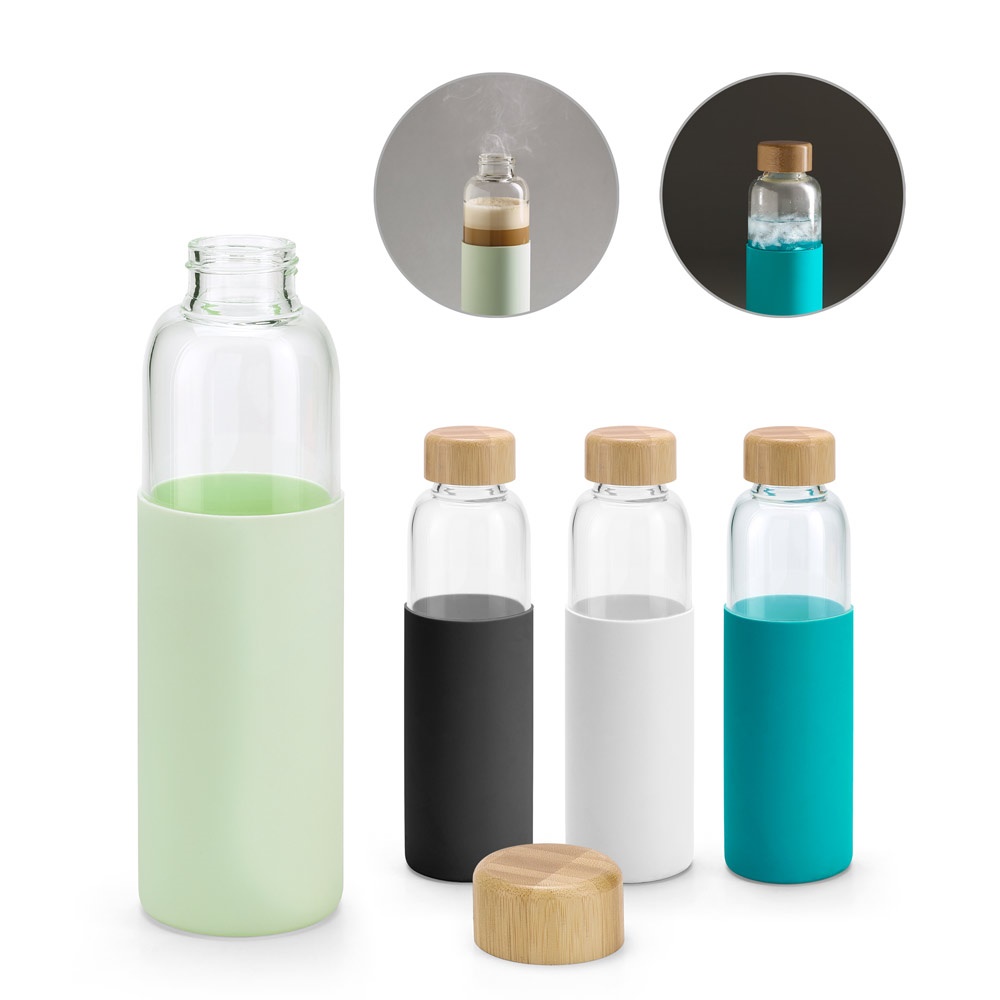 DAKAR. Bouteille d'eau en verre borosilicate et bambou, 600 mL.