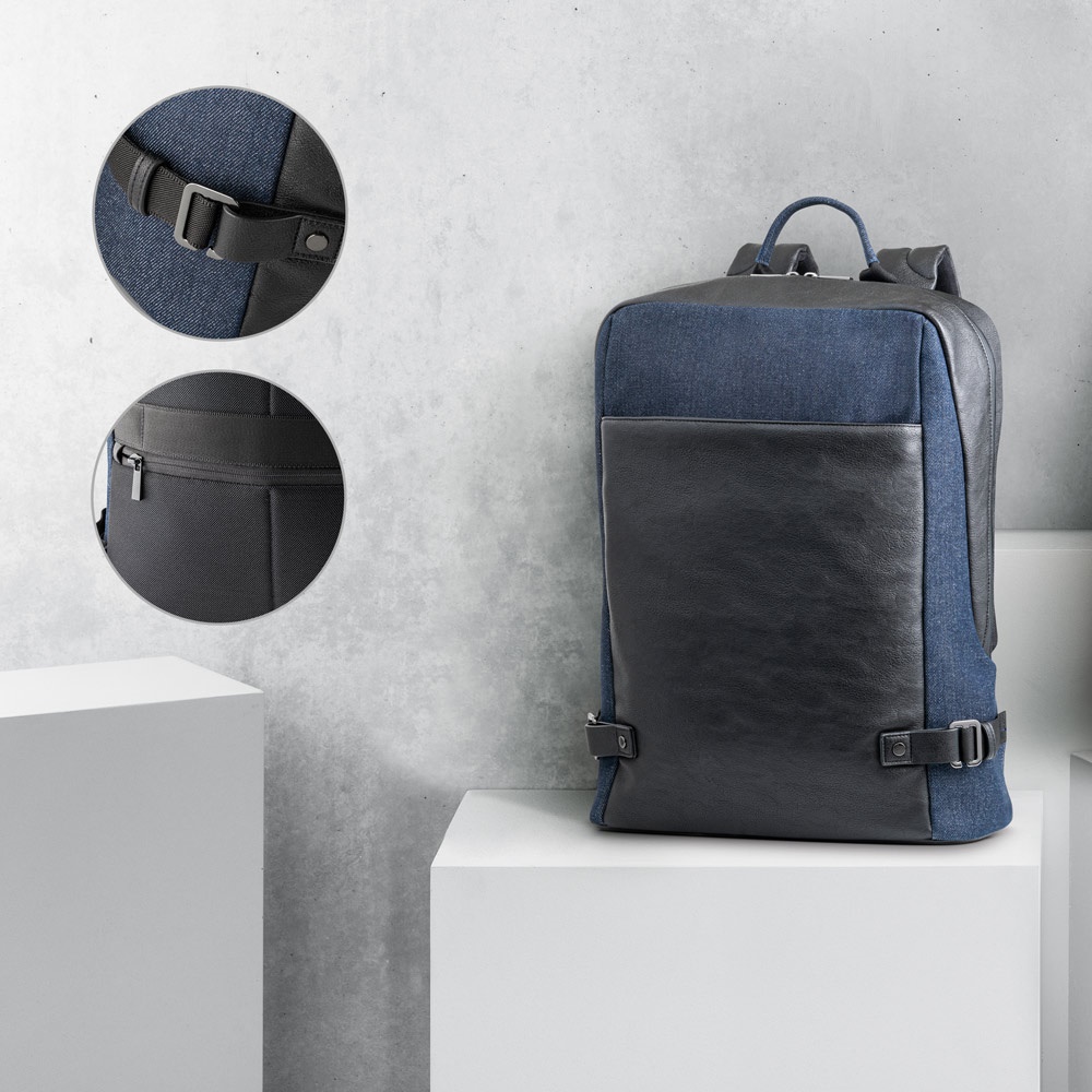Sac à dos DIVERGENT I. Sac à dos pour ordinateur portable jusqu'à 15'6'' en denim et PU