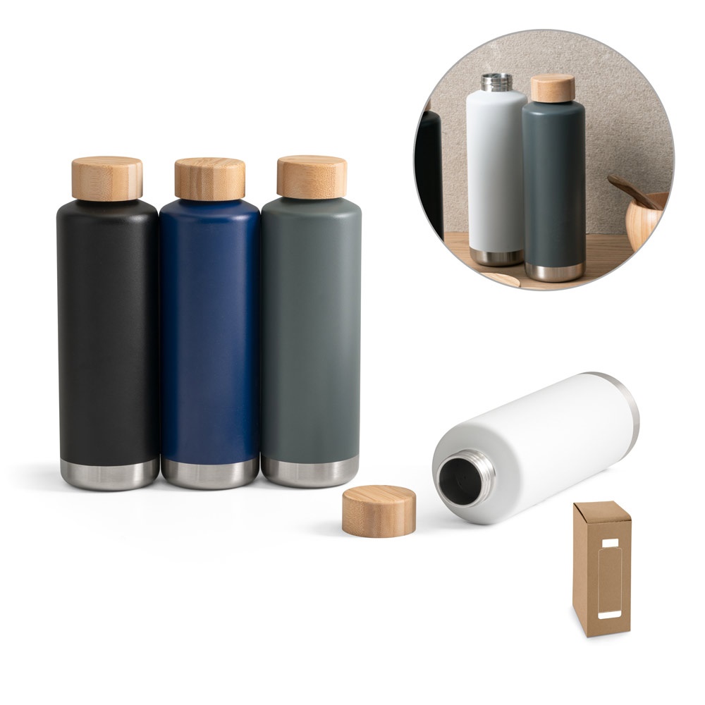 BOUTEILLE NORRE. Bouteille d'eau en acier inoxydable (36 % recyclé) à double paroi et système sous vide, 640 mL.