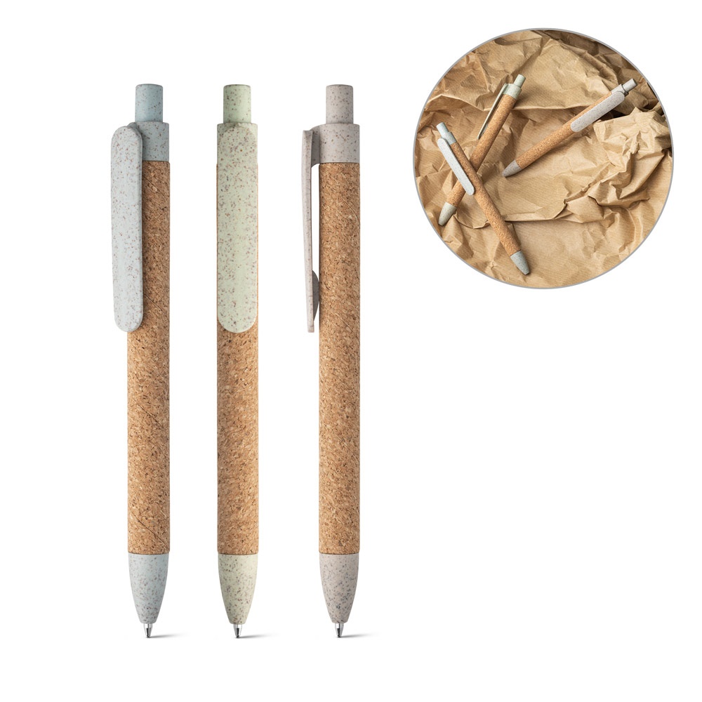 GOYA. Stylo à bille en liège et fibres de paille de blé.