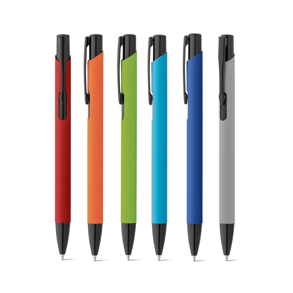 Poppins. Stylo à bille en aluminium avec revêtement en caoutchouc.