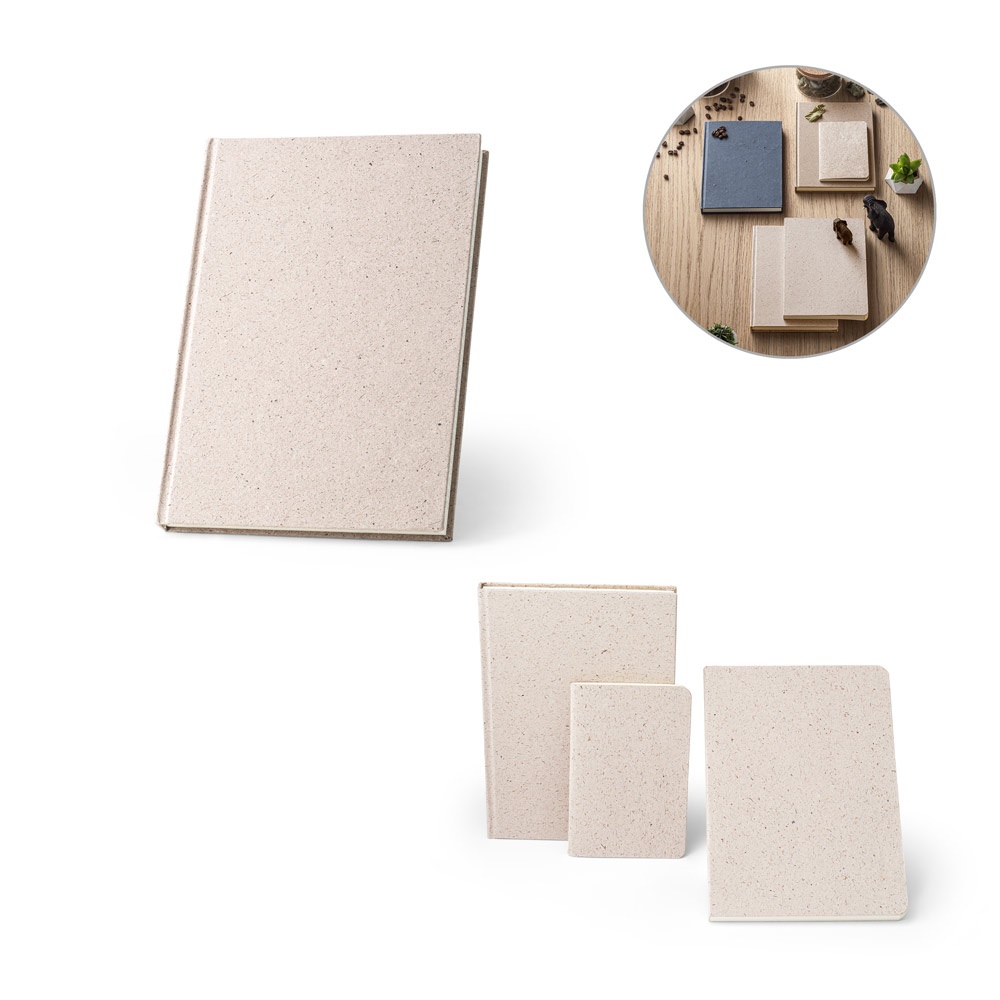 ORGANIC RIGID. Bloc-notes A5 à couverture rigide fabriqué à partir de matière organique d'éléphants (80%).