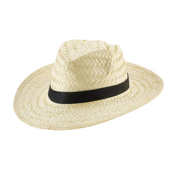 EDWARD POLI. Chapeau de paille naturelle avec bandeau en polyester. - 