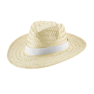 EDWARD POLI. Chapeau de paille naturelle avec bandeau en polyester. - 