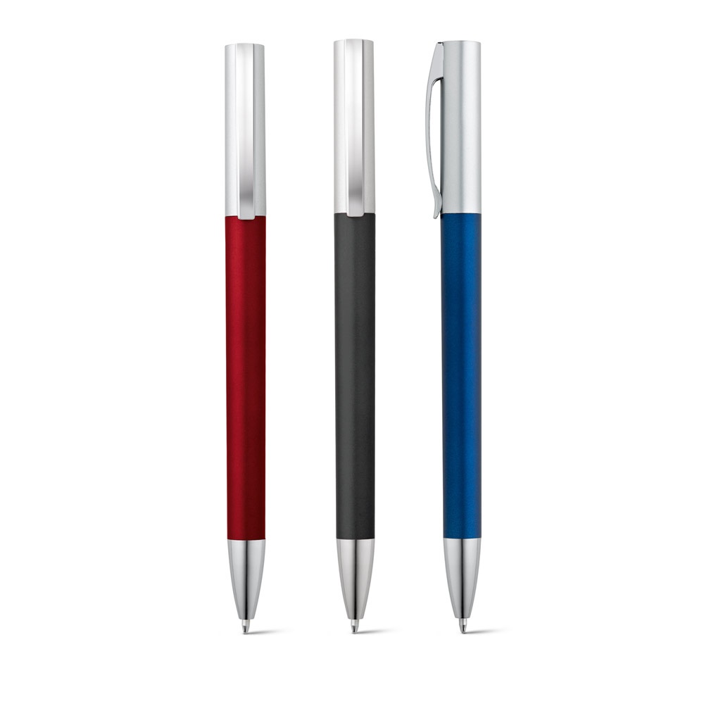ELBE. Stylo à bille avec mécanisme à rotation et clip métallique.
