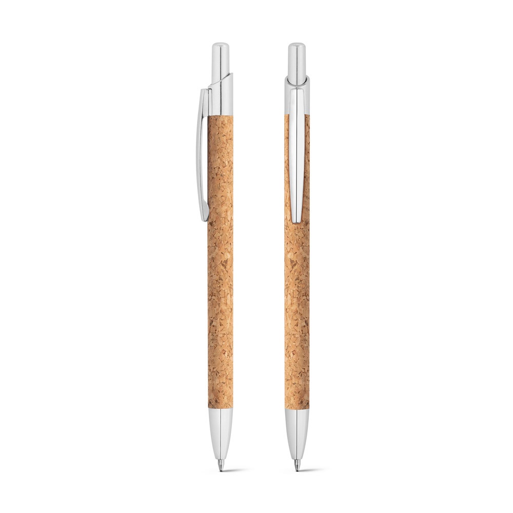 NATURE. Stylo bille en liège et aluminium avec clip.