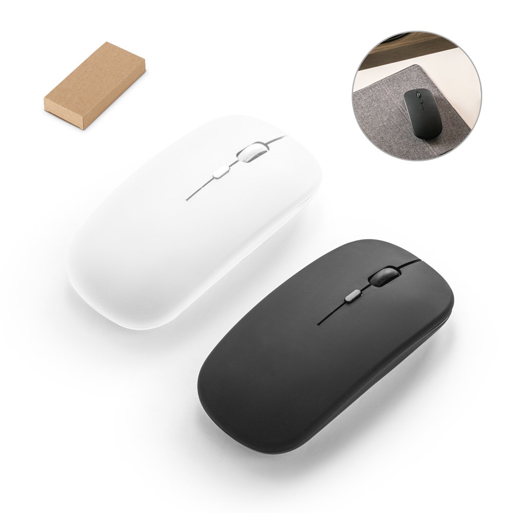 KHAN. Souris sans fil avec batterie de 500 mAh fabriquée à partir d'ABS recyclé (100 % rABS).