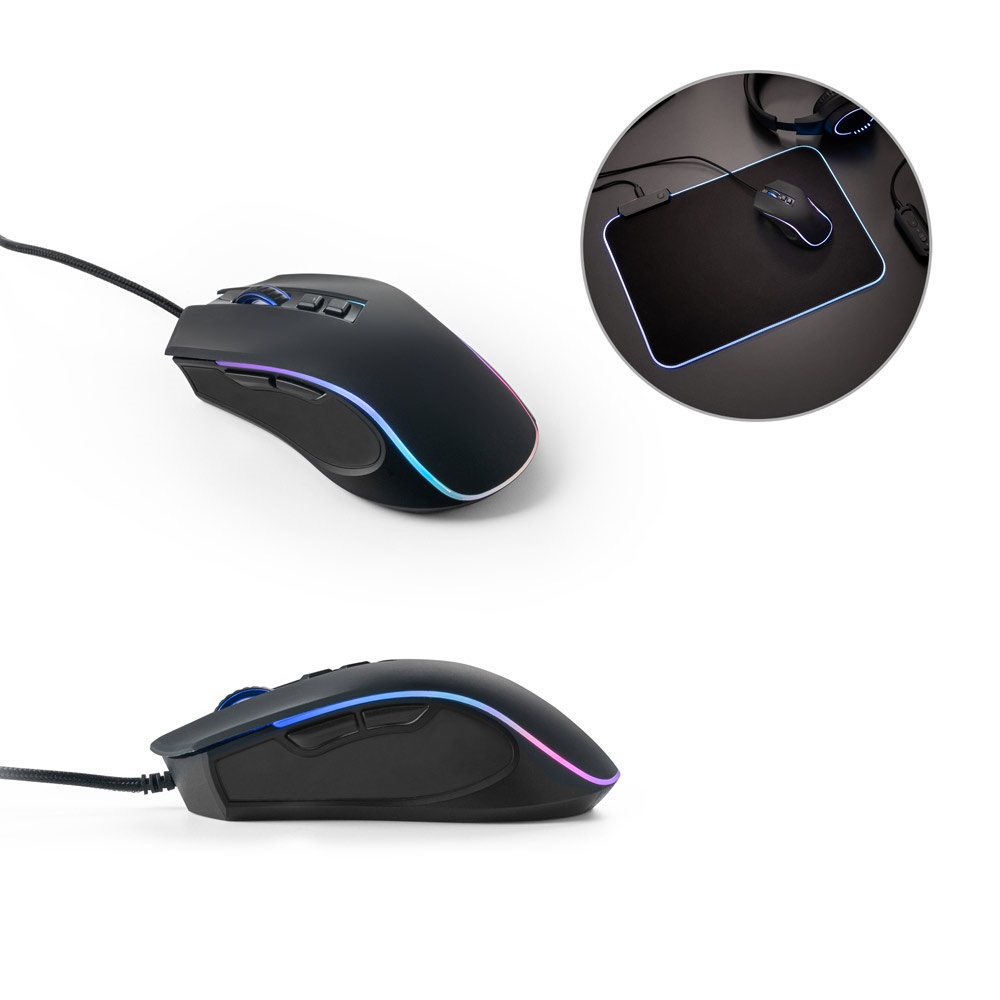Souris THORNE RGB. Souris gaming filaire de 1,5 m avec éclairage LED RGB en ABS.
