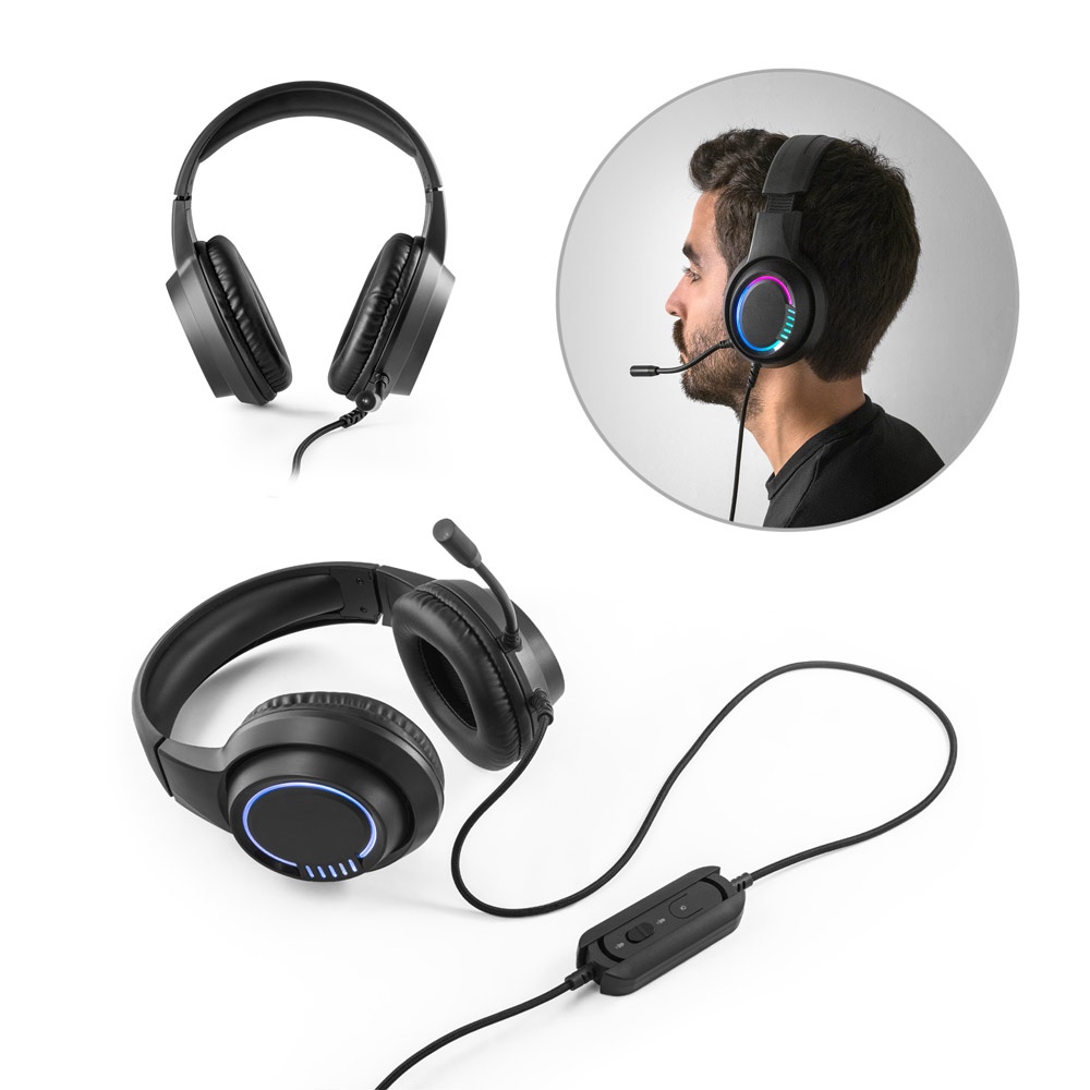 Casque Thorne RGB. Casque gaming en ABS avec câble de 2 m, microphone et éclairage LED RGB.