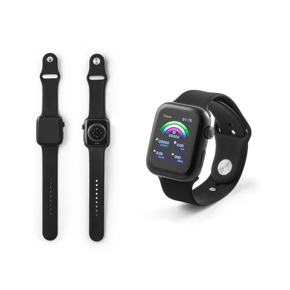 WILES. Montre connectée avec écran de 1,85", étanchéité IPX4, autonomie de 3 jours et bracelet en silicone.