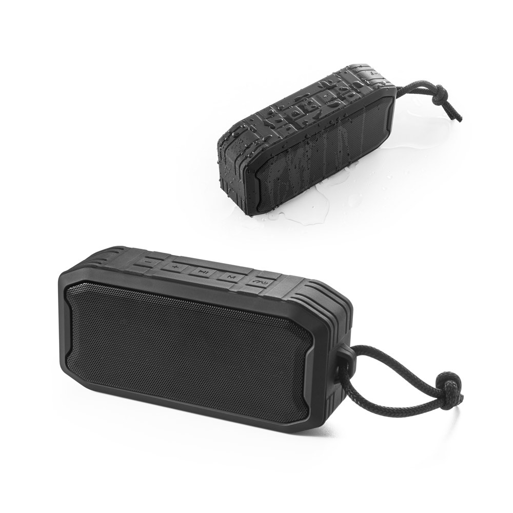 SHEERAN. Enceinte portable de 10 W avec indice d'étanchéité IPX7 et une autonomie de 9 heures grâce à sa conception 100 % ABS.