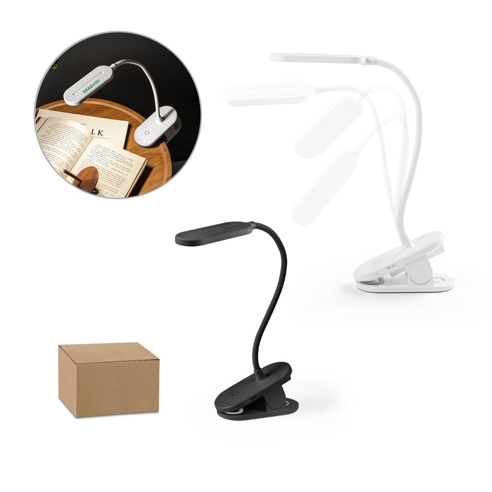 NESBIT II. Lampe de table portable à pince avec une autonomie de 30 heures à 65 % rABS.