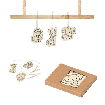FAUNE. Coffret de coloriage en bois pour enfants.