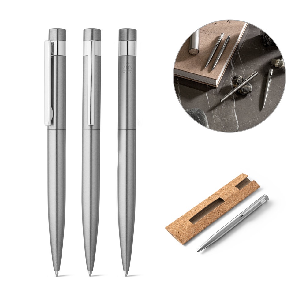 ALEXA. Stylo à bille avec corps en acier inoxydable (53 % rSS) et clip