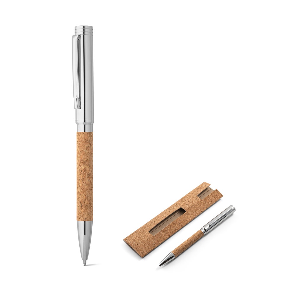 CORKO. Stylo à bille en liège et métal avec mécanisme à rotation.