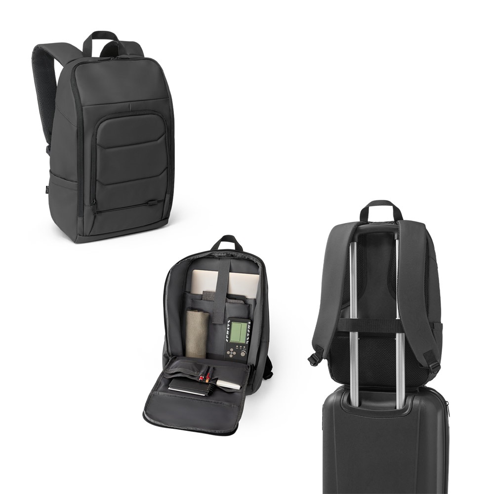 TOULON. Sac à dos pour ordinateur portable en polyester recyclé haute densité 600D 16