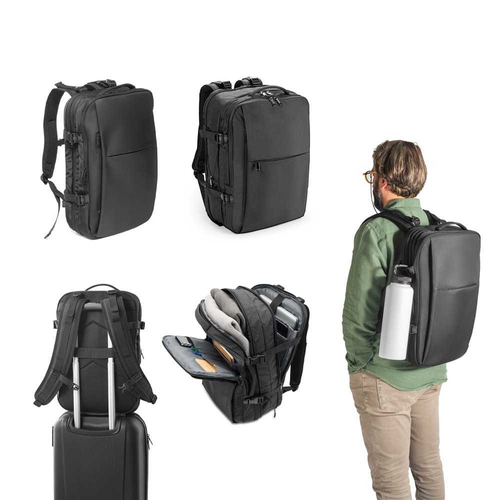 DALLAS. Sac à dos de voyage haute densité en polyester recyclé 600D pour ordinateurs portables de 17,3 pouces.