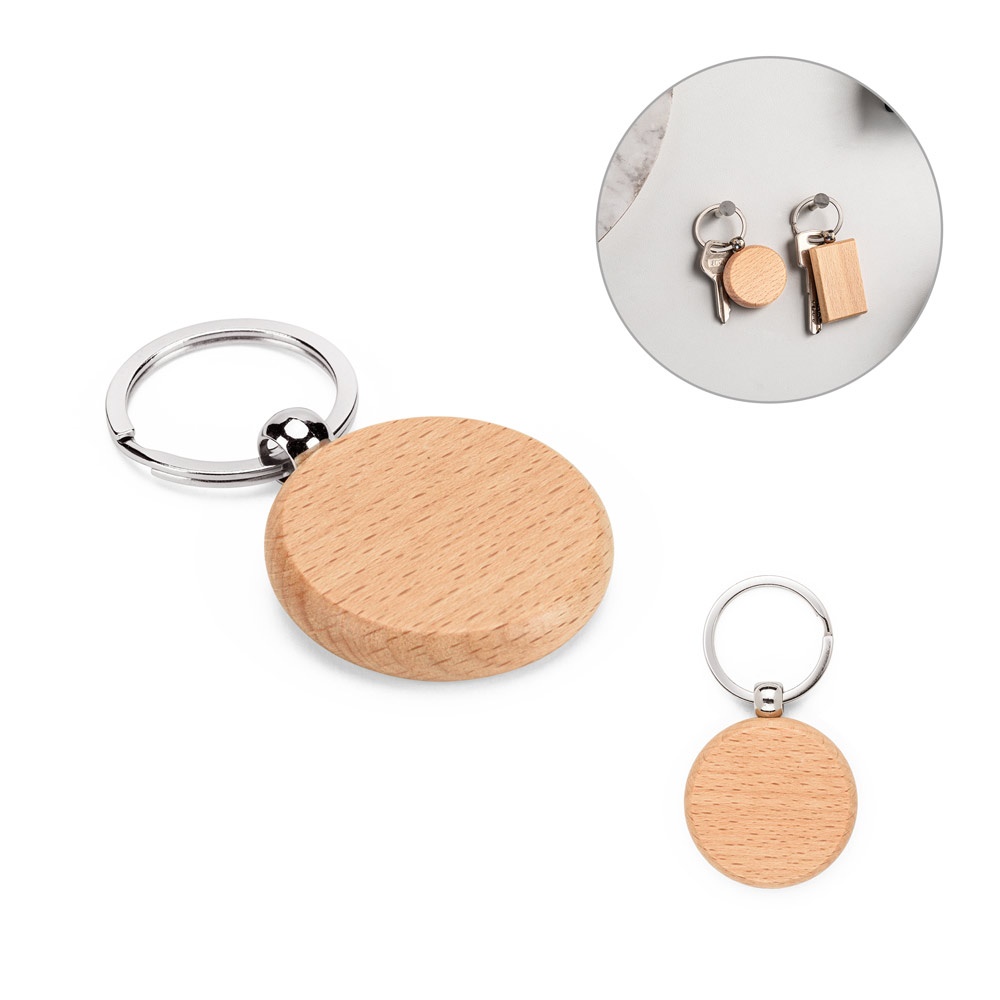 STEWIE ROUND. Porte-clés rond en bois de hêtre. - STEWIE ROUND. Porte-clés rond en bois de hêtre.