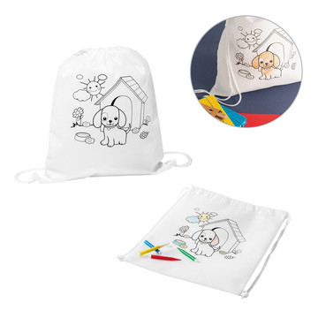 DRAWS. Sac à dos à cordon avec un dessin à colorier (80 g/m²)