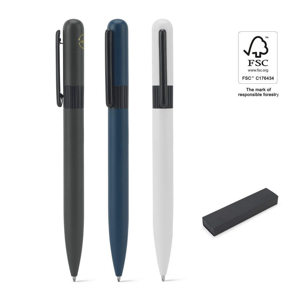 ELSIE ROUND. Stylo bille en métal (60 % recyclé) au design arrondi.