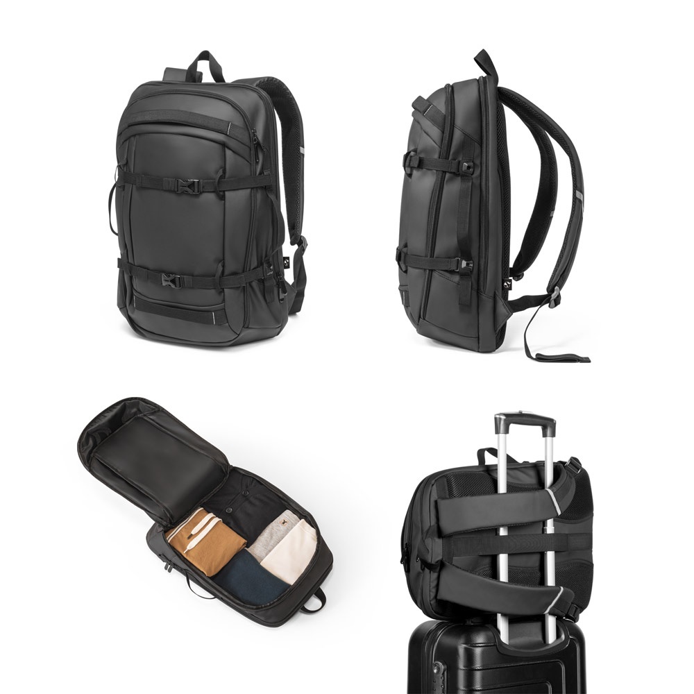 KAMPALA. Sac à dos pour ordinateur portable en polyester recyclé haute densité 900D avec revêtement résistant à l'eau et doublure en polyester recyclé 210D, 43,6 cm (17'3")