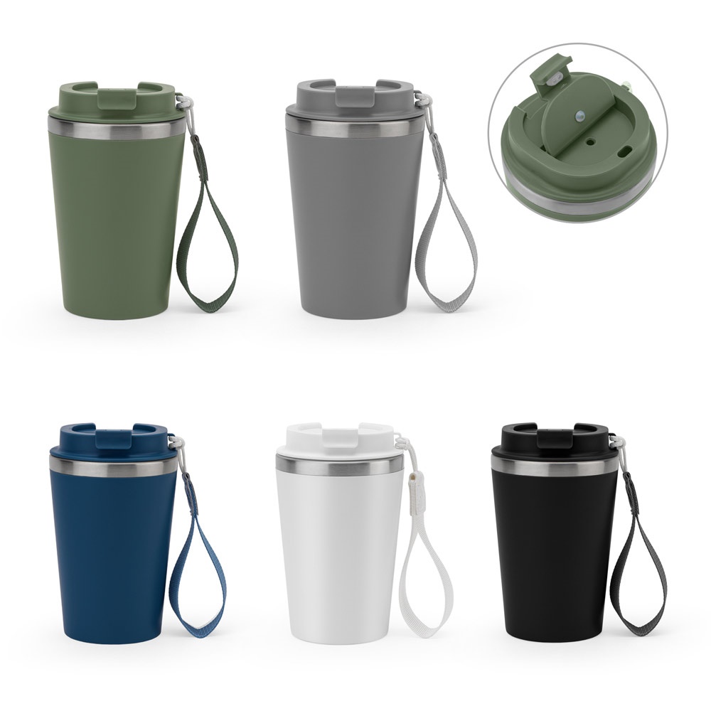 SPITZ. Mug de voyage en acier inoxydable (90 % rSS) à double paroi et finition mate, 460 ml