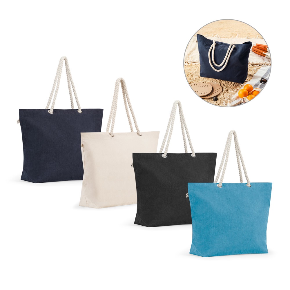 ATHÈNES. Sac de plage composé à 70 % de coton recyclé et à 30 % de polyester recyclé (220 g/m²).