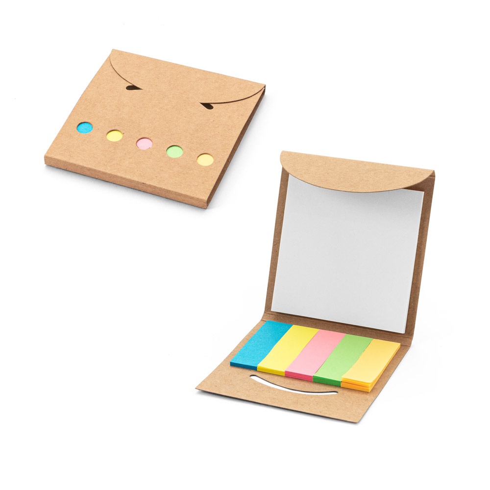 AINSLEY. Ensemble de bureau 2 en 1, fabriqué à partir de papier 100 % recyclé, avec 6 blocs-notes adhésifs.