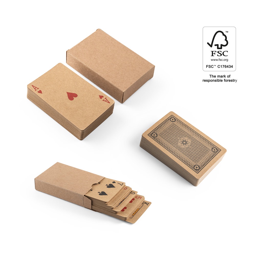 FISCHER. Jeu de 54 cartes classiques en papier kraft, fabriqué avec des matériaux certifiés FSC™ et d'autres matériaux contrôlés.