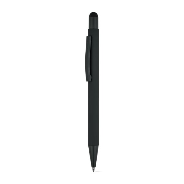 CLINT TOUCH. Stylo à bille au design moderne, fabriqué en aluminium recyclé (100 % rAL) avec une finition caoutchoutée. - 103 - Noir