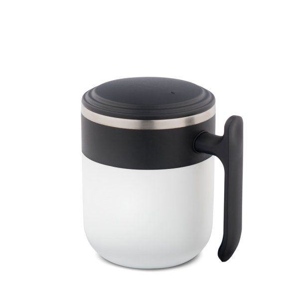 MALDINI. Mug de voyage avec intérieur en acier inoxydable et finition mate, 400 ml - 106 - Blanc