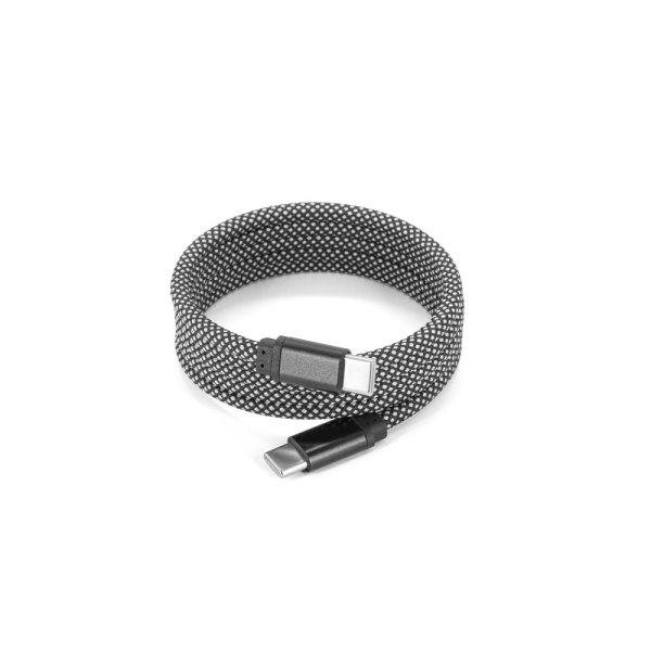 NADELLA. Câble USB-C vers USB-C (60 W), avec cordon en polyester tressé et système magnétique pour un enroulement facile. - 103 - Noir