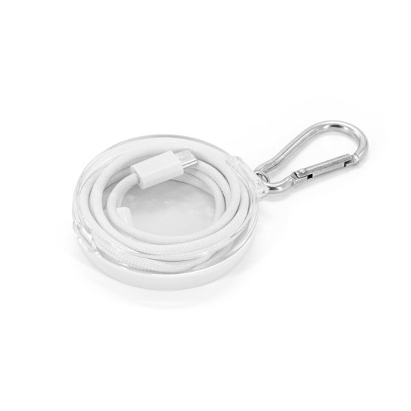 Câble JEMISON USB-C vers USB-C (60 W) avec cordon tressé en polyester, fabriqué en ABS, acier inoxydable, aluminium et polyester. - 106 - Blanc