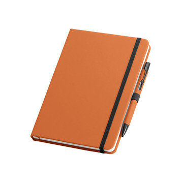 SHAW. Ensemble stylo à bille et bloc-notes A5 - 128 - Orange