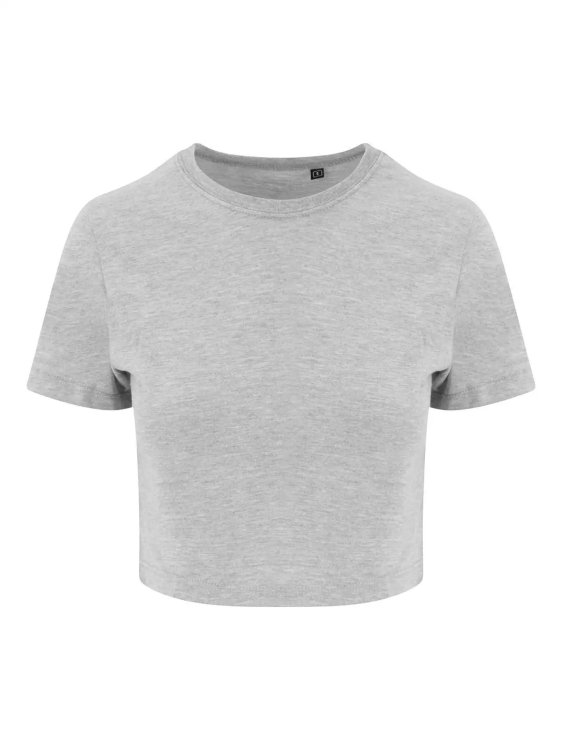 T-shirt crop tri-matière pour femme - HGR - Gris chiné