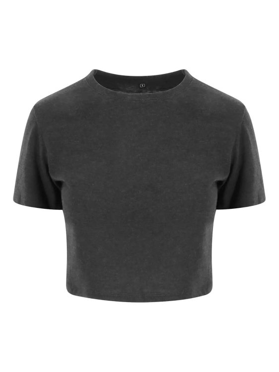 T-shirt crop tri-matière pour femme - HBK - Noir chiné