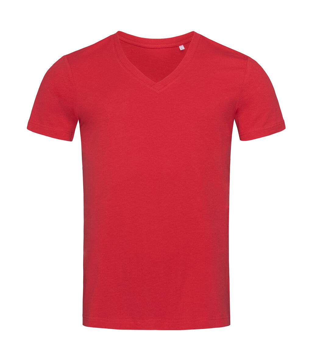 T-shirt James Stars pour homme, col en V bio - PER - Rouge poivre