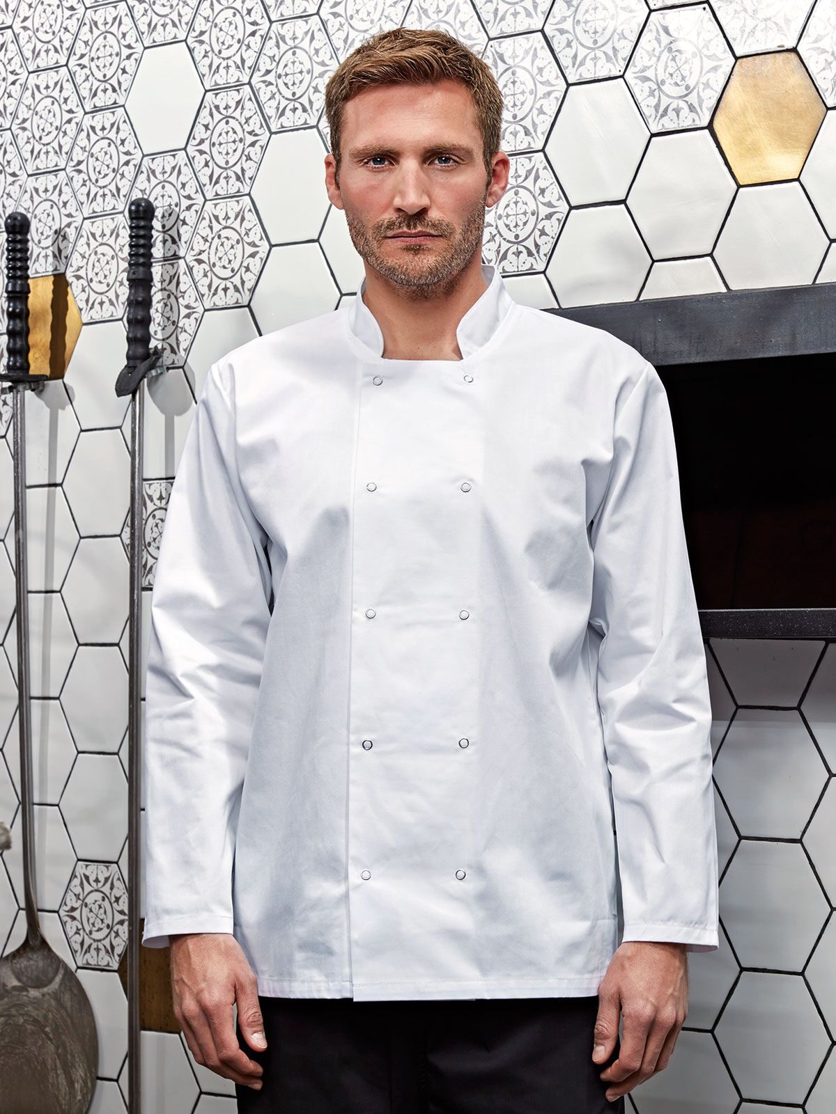 VESTE DE CHEF À MANCHES LONGUES ET À POUSSOIRS