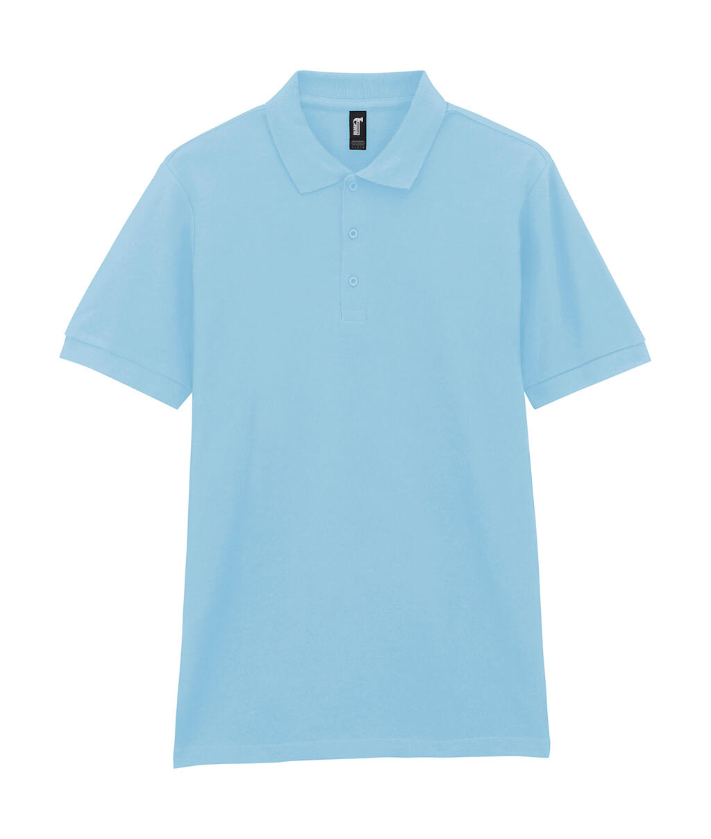 polo à manches courtes en double piqué de coton premium - Bleu clair