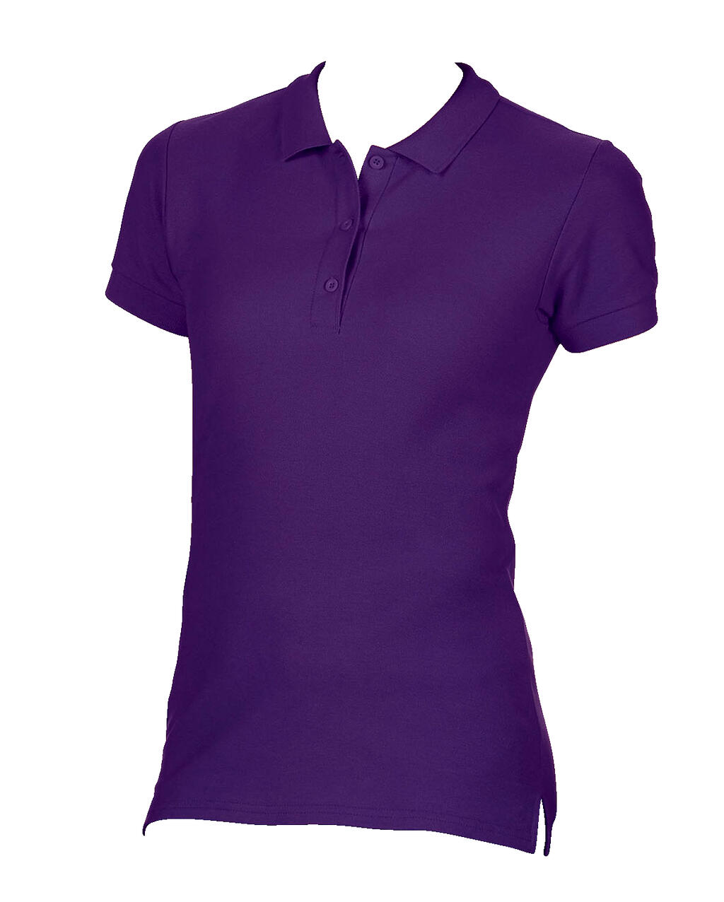Polo à manches courtes en double piqué de coton premium pour femme - Violet
