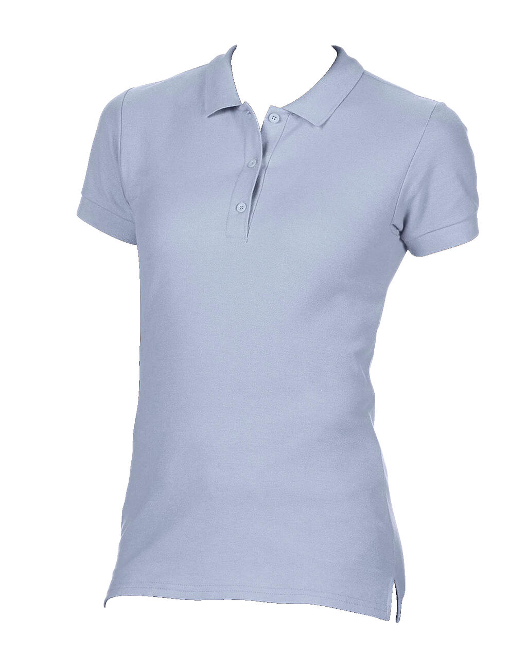 Polo à manches courtes en double piqué de coton premium pour femme - Bleu clair