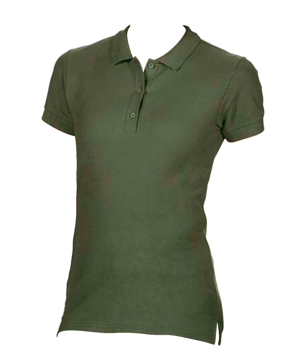 Polo à manches courtes en double piqué de coton premium pour femme - Vert militaire